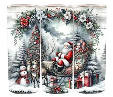 Rustic Classic Retro Merry Christmas Sleigh Winter  20oz Tumblr Insulated