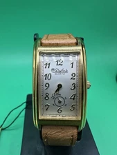 Vintage NOS 80s Dufonte By Lucien Piccard  Tank Watch,Leather Band,New Battery