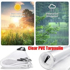 Waterproof Clear Tarpaulin Tarp with Grommets Heavy Duty PVC Patio Plant Cover