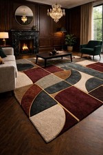 Hand Tufted Wool Rug, Modern Geometric Area Rug, Luxury Handmade Carpet.