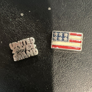 Patriotic United We Stand & American Flag Pinbacks, Charms, Silver Tone