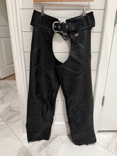 Harley Davidson Leather Motorcycle Chaps Women’s Small Made in USA Black Riding