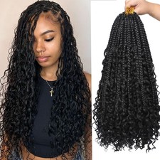 Beverlee Boho Box Braids 16 Inch 8 Packs Curly Ends Messy Pre-looped Syntheti...