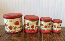 Rare 1950s Wolverine, Strawberry Nesting Childs Canister Set