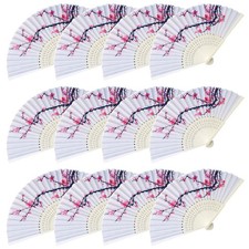 12Pcs Delicate Cherry Blossom Folding Hand Fan Japanese Chinese Decor Fan Pap...