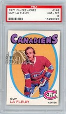 Guy Lafleur 1971-72 O-Pee-Chee Hockey Rookie Card #148 PSA 8