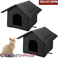 Outdoor Cat House Waterproof Cozy Shelter Stray Cats Puppies Small Animals 2pcs