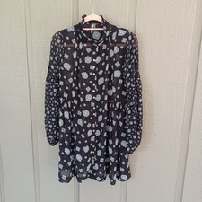 Free People Women Turn Turn Printed Mini Dress Size XS Boho Tunic Long Sleeve