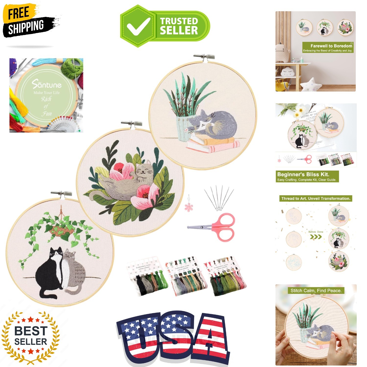 Kit For Beginners With Pattern, Cross Stitch Kits For Adult.