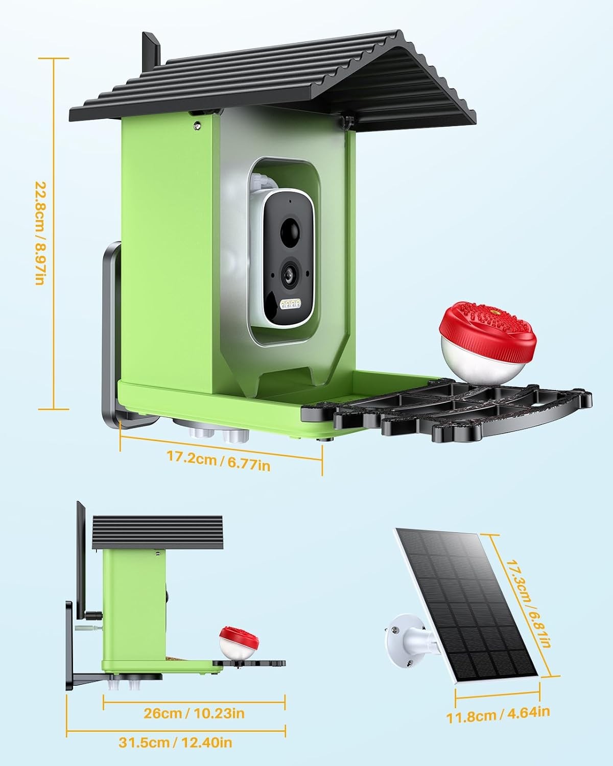 Bird Feeder with Camera, 2K HD AI Identify Smart Bird House Camera with Solar Po