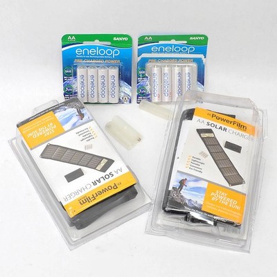 (Lot of 2) PowerFilm Solar AA Foldable Battery Charger with 8x Eneloop NiMH Cell