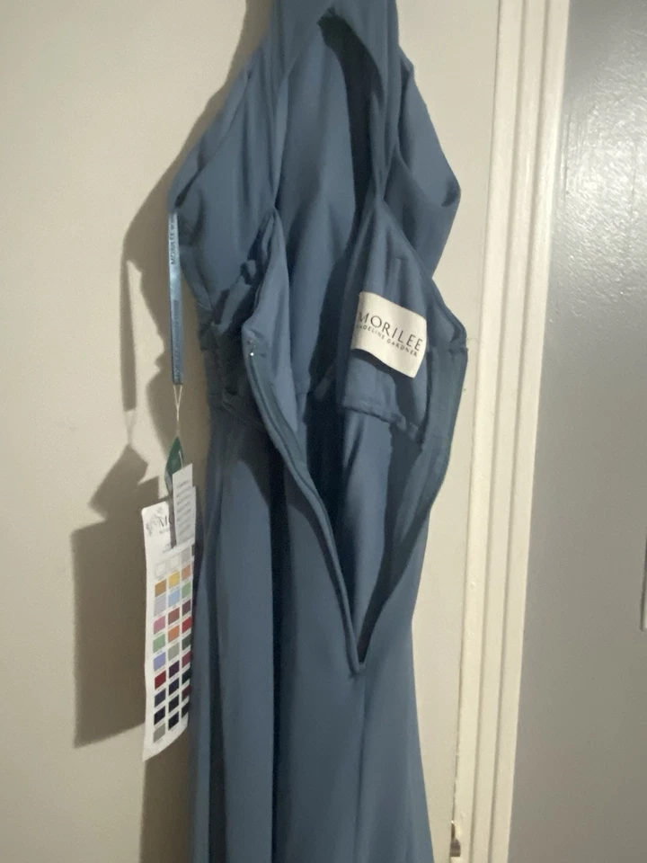 Vestido de Dama de Honor Mori Lee Talla 10 Color Pizarra Nuevo con Etiquetas Foto 3 de 4