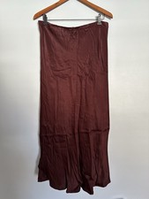 By Anthropologie Tilda Burgundy Wine Slip Skirt Size L Satin Midi