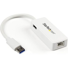 StarTech USB 3.0 to Gigabit Ethernet Adapter NIC w/ USB Port - White
