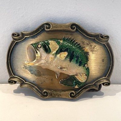 Vintage Fishing Belt Buckle by Raintree w Bass Fish Made In USA
