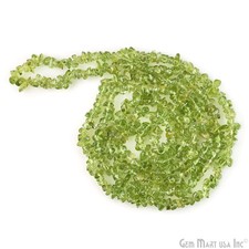 Peridot Gemstone Chip Beads, 100 Natural Gem Strand, Polished, 3-7mm, 34 Inch