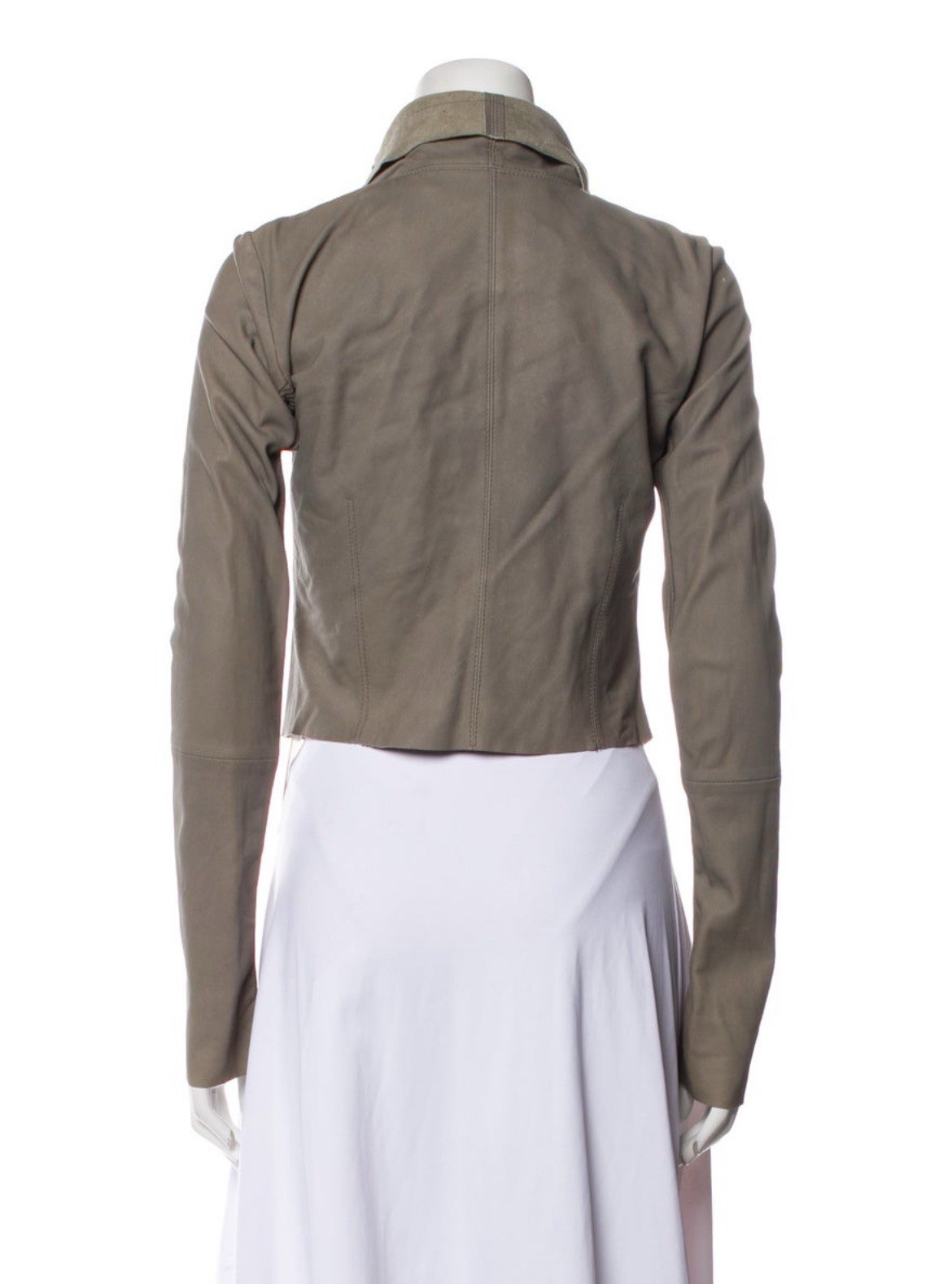 Veda Authentic Solid Gray 100% Leather Long Sleev… - image 3