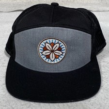 Richardson 5 Panel Hat Adjustable Snapback Mesh Back Black  Gray Cap