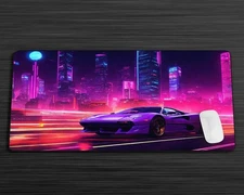 Cyber Car Desk Mat, Cyberpunk Inspired Mouse Pad, Futuristic Gaming
