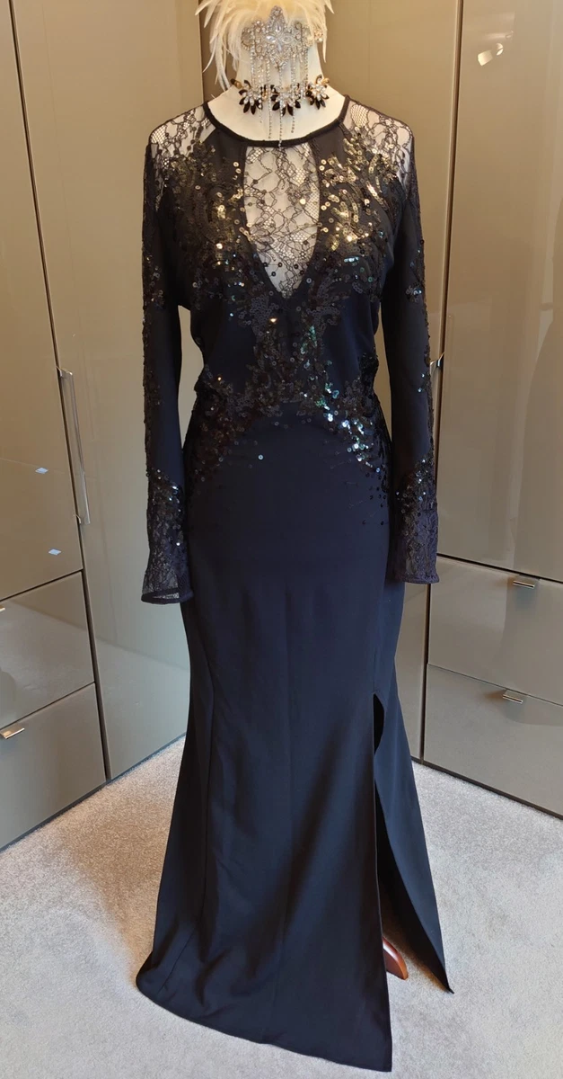 slim fit dress slacks Handcrafted Fringe Sequin Halter Gown