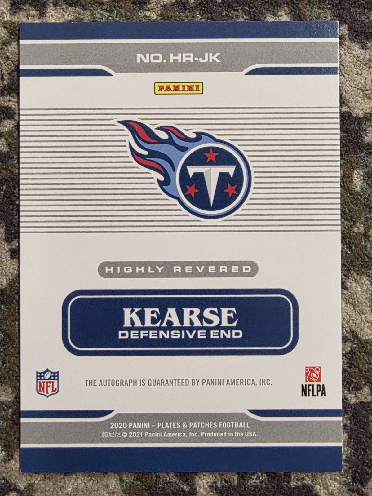 2020 Panini Plates & Patches Jevon Kearse Auto #d /75 Nfl view 3