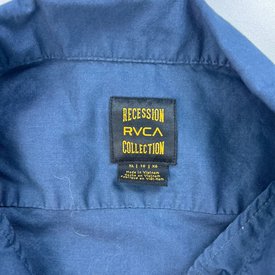 RVCA Recession Button Up Shirt Mens Extra Large XL Blue Pockets Beach OUtdoors - Image 3 of 4