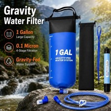 1 Gallon Gravity Water Filter Bag Foldable Camping Water Reservoir Filter Straw