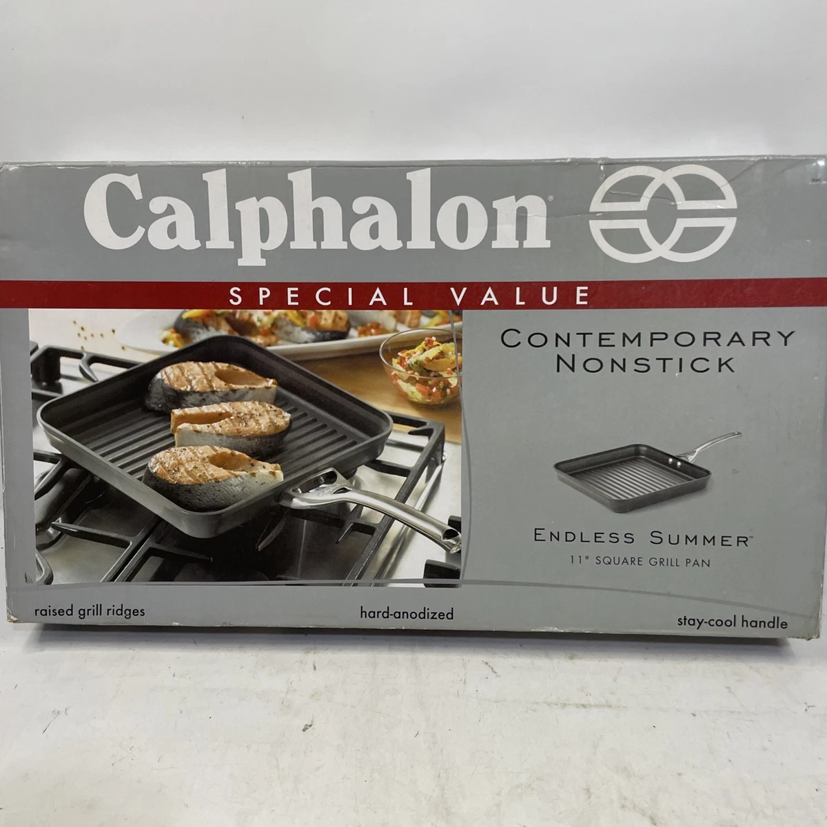 "Calphalon Contemporary 11"" Cuadrado Antiadherente Parrilla Sartén 28 cm Mango Stay-Cool"