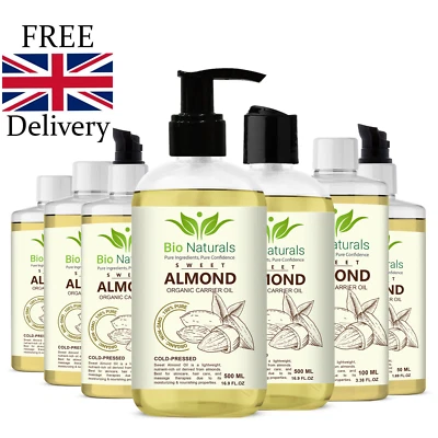 BIONATURALS Pure Sweet Almond Oil for Skin & Hair, Natural Carrier Oil, 100% Cold-Pressed UK