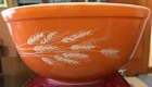 Vintage Pyrex No 403 2.5 Qt. Autumn Harvest Wheat Nesting Mixing Glass Bowl USA
