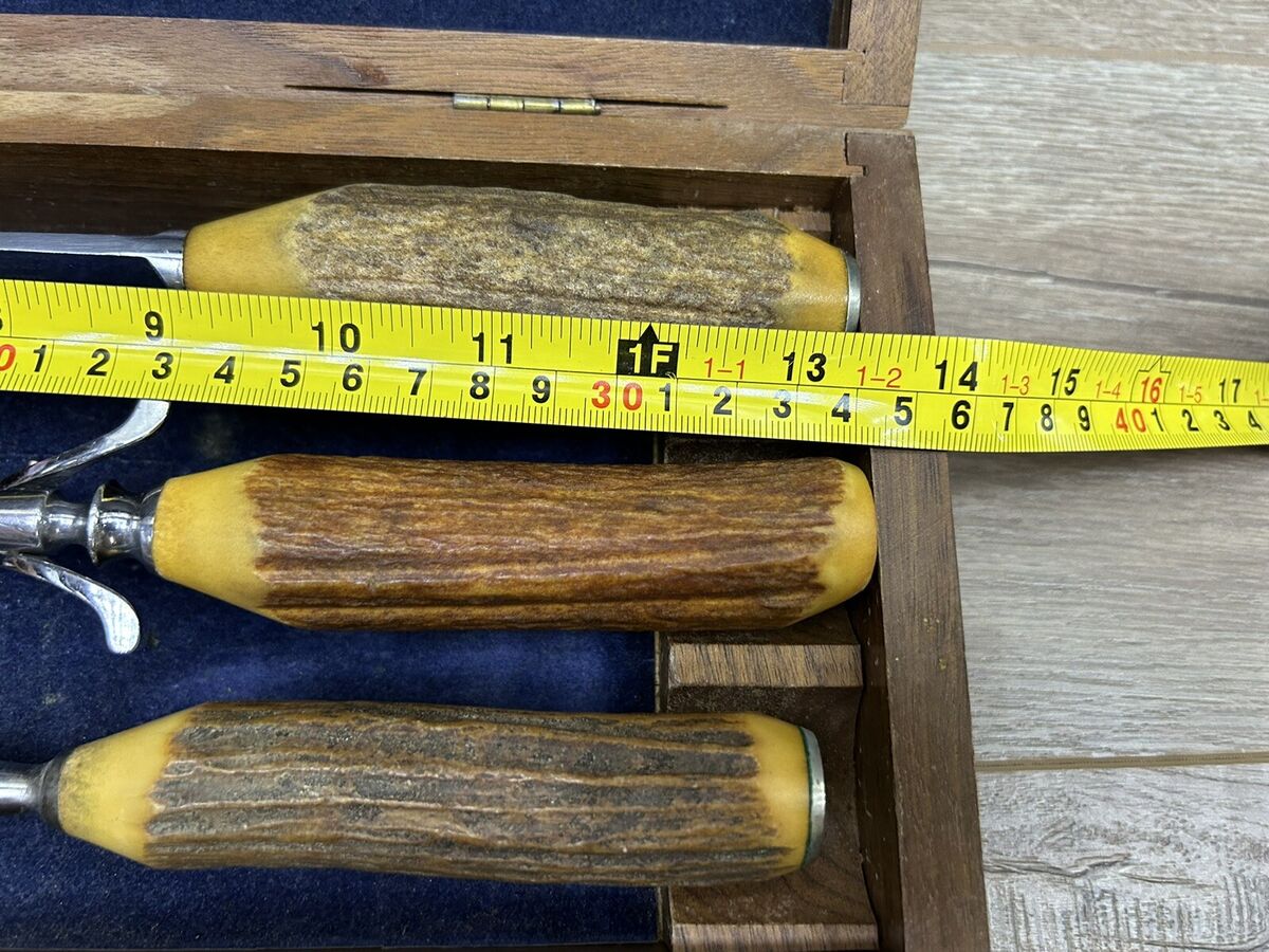 Vintage Case XX Chromium Carver Stag Handle Carving Set In Vintage Case XX Chromium Carver Stag Handle Carving Set In