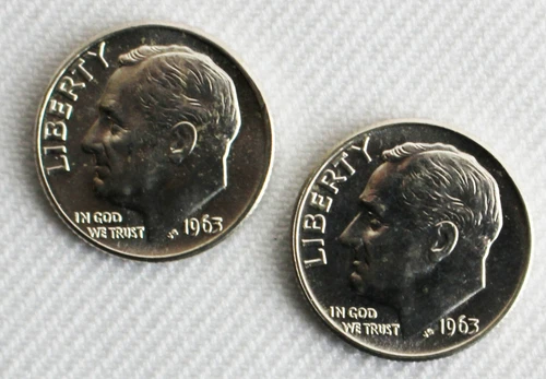 2 Coin Lot 1963 P & D Roosevelt BU Silver Dimes Set Uncirculated Philly & Denver