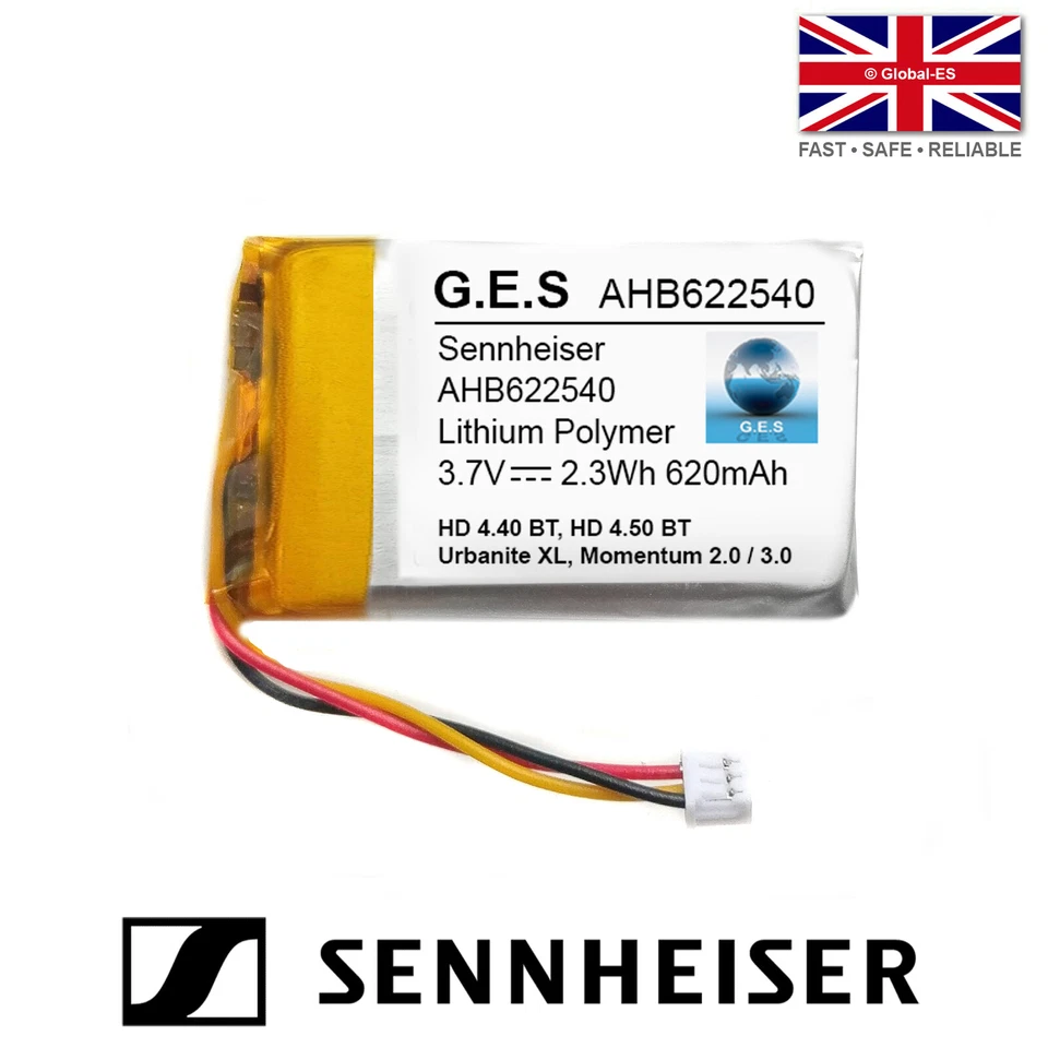 G.E.S Batería Sennheiser Momentum 2/3, HD 4,40BT, HD 4,50 - 3,7V 620mAh AHB622540