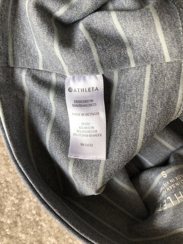 ATHLETA Salutation 209905 silver gray striped high pull on tight 7/8 leggings S - Picture 6 of 10