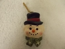 Vintage Snowman Head Bust Holiday Christmas Ceramic Ornament