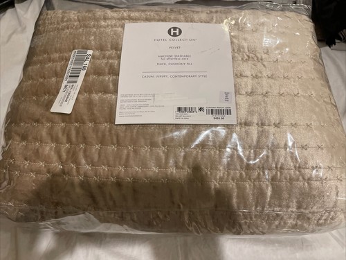 Hotel Collection Velvet KING Quilted Coverlet +(2) KING Shams- Champagne - Picture 9 of 9