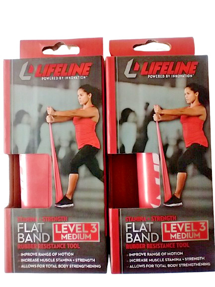 Lifeline Flat Band LEVEL 3 Medium Rubber Resistance Band, Lo