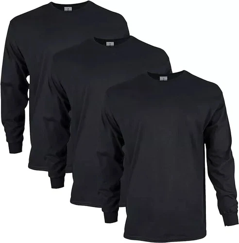 Gildan Unisex-Adult Ultra Cotton Long Sleeve T-Shirt, Style G2400, (Pack of 3)