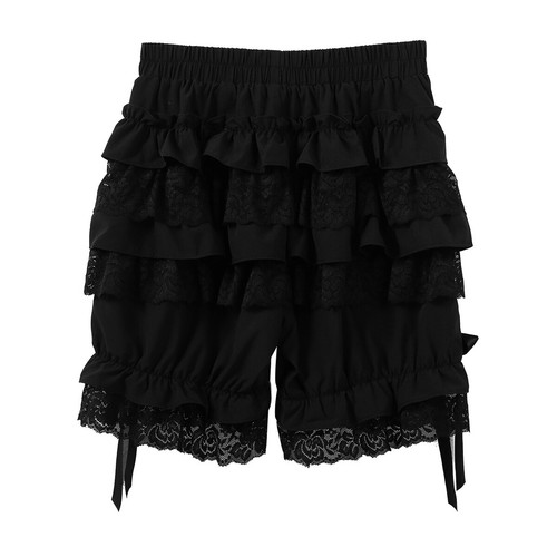 UK Womens Ruffles Bloomers Victorian Shorts Lace Trim Loose Pumpkin Shorts Pants - Picture 5 of 31