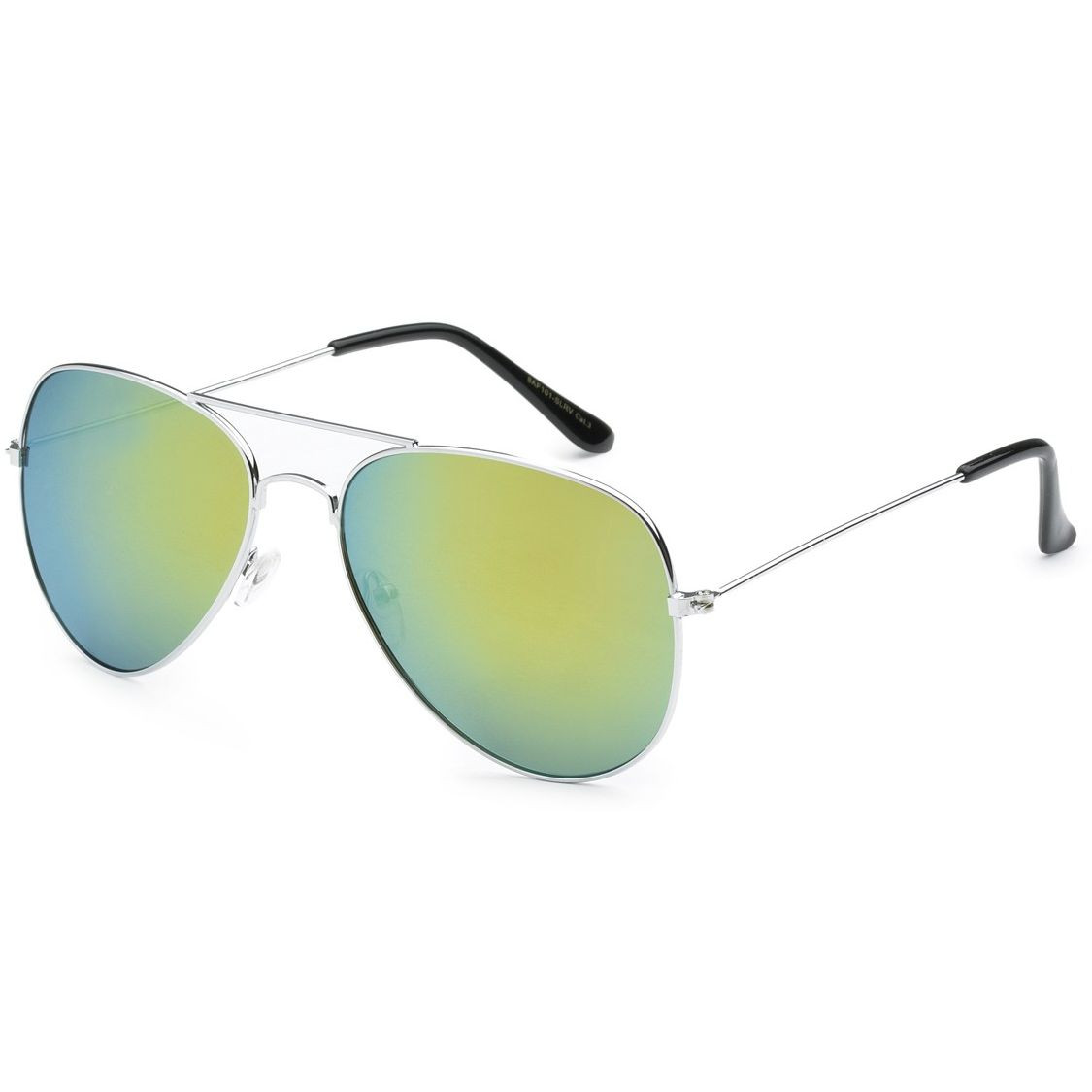Aviator Sunglasses Silver GREEN Lens Vintage Mirror New Men Women Fashion Retro-image