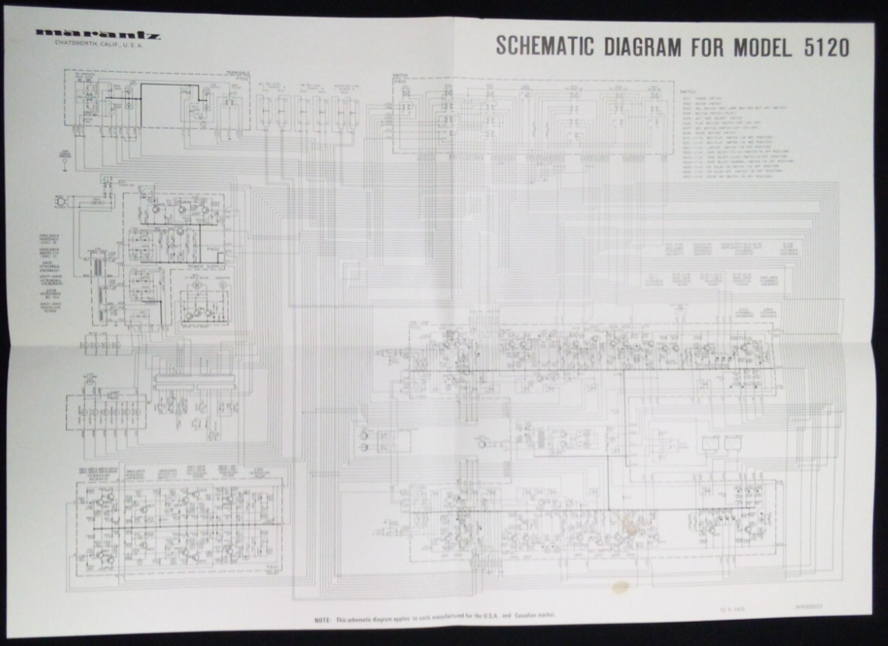 VTG 1975 MARANTZ MODEL 5120 SCHEMATIC DIAGRAM FOLDOUT ADVERTISING ...