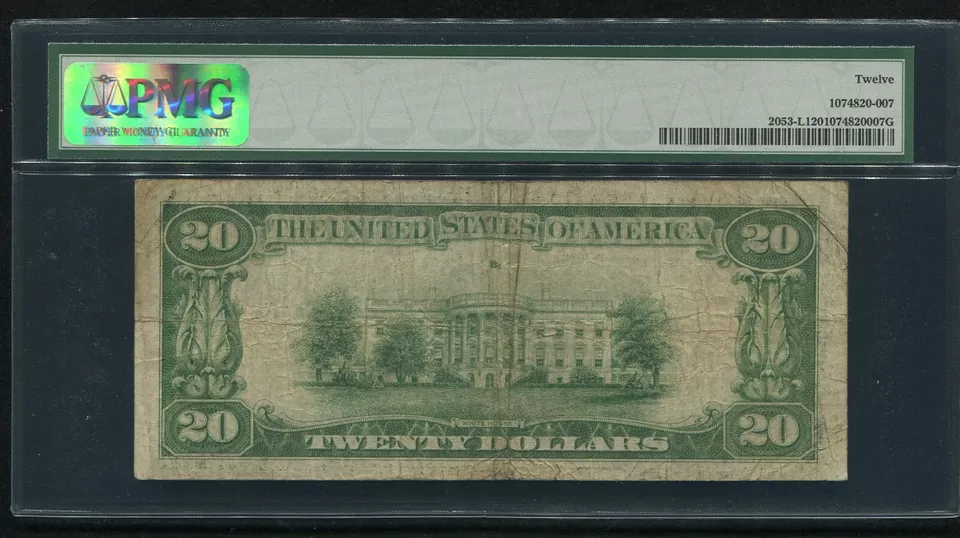 FR. 2053-L 1928-C $20 FRN “GOLD ON DEMAND” SAN FRANCISCO, CA PMG FINE-12 - Image 2 of 2