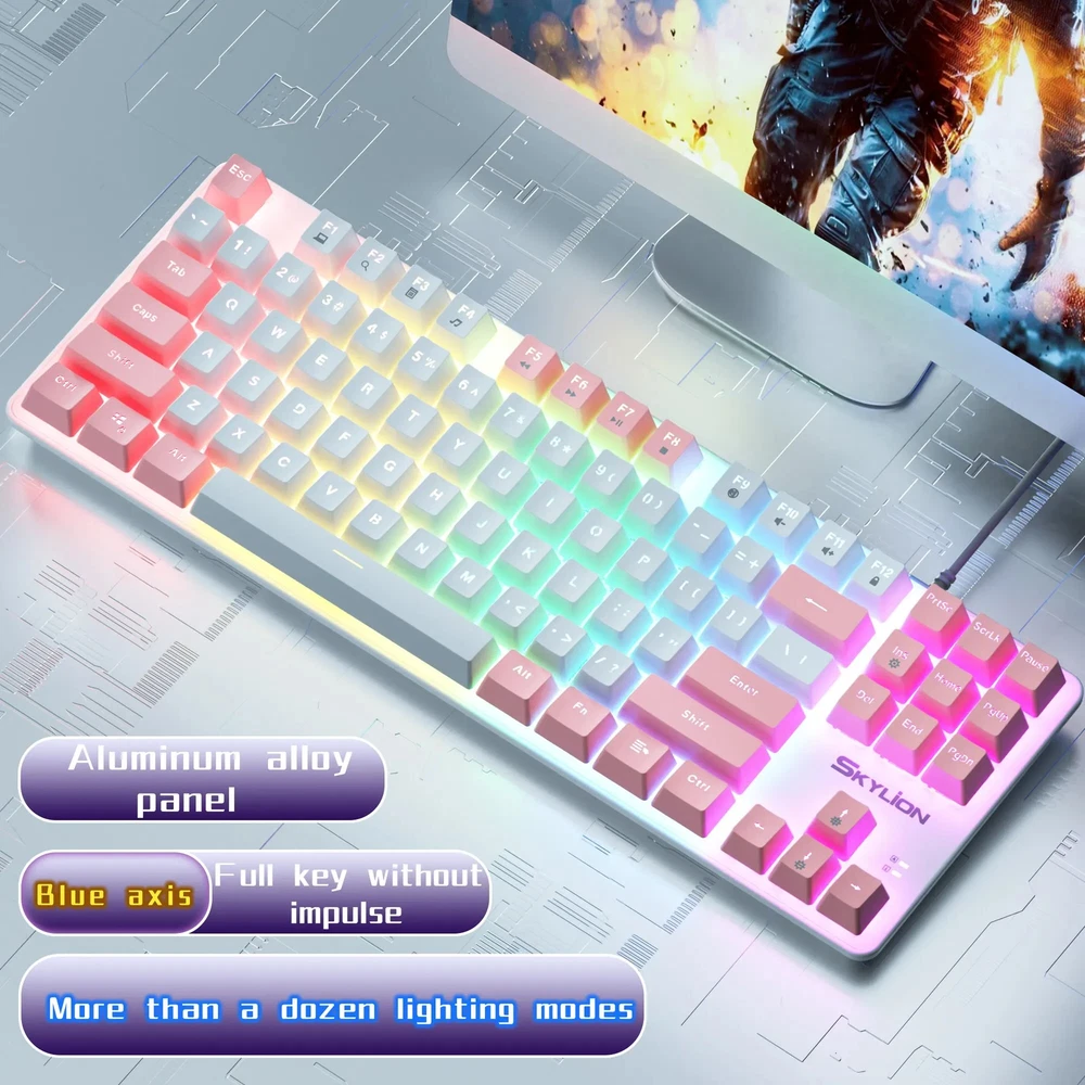 Wired Mechanical Keyboard with Lighting for Gaming Office Windows iOS Systems