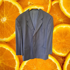 Armani Collezioni Blue Pinstripe Suit Jacket Size 46L