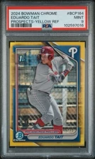 2024 Bowman Chrome Prospects Yellow Refractor #BCP-164 Eduardo Tait /75 PSA 9