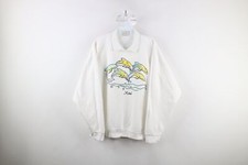 Vtg 90s Streetwear Womens XL Spell Out Maui Hawaii Dolphins Collared Sweatshirt