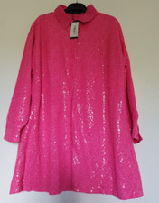 I Saw It First Womens Sequin Oversized Shirt Dress PINK Size 16