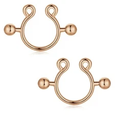 2pcs Gold Sexy non Piercing Clip on nipple rings Jewelry for Women 