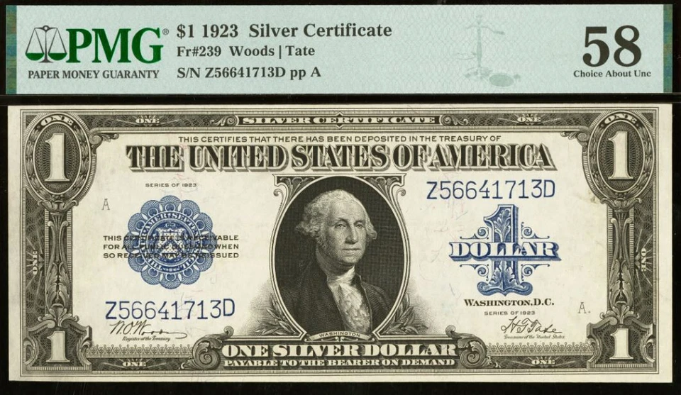 1923 $1 Silver Certificate PMG 58 - Key-Note - Fr 239 - Image 2 of 3
