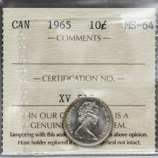 1968 Canada 10c Silver ICCS MS-64